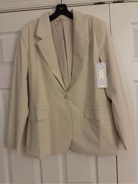 🌿 RHONE Commuter® Boyfriend Blazer — NWT | Size L | Light Sand